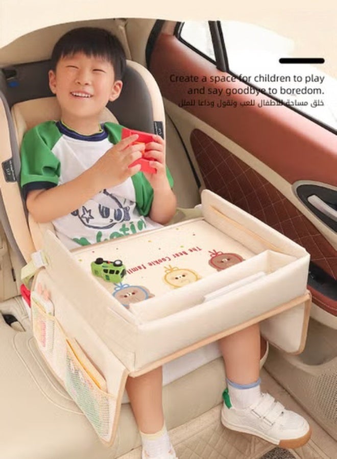 ميكسد صينية سفر للأطفال للسيارة، صينية مقعد السيارة، ضرورية لرحلات الطريق، طاولة للمقعد مزودة بجيوب شبكية، منظم مكتب للسيارة، إكسسوارات السيارة، قابلة للطي ومضادة للماء - Image 2